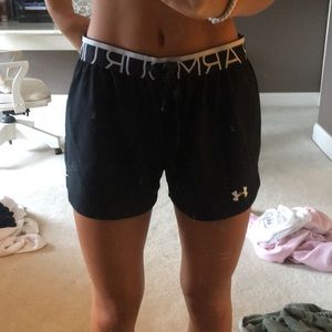 Black UA running shorts